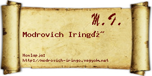 Modrovich Iringó névjegykártya